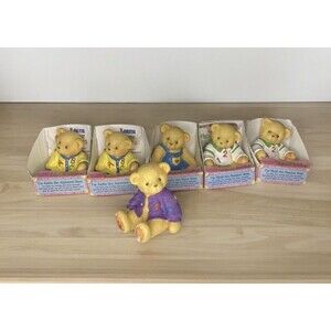 6 Bundle Lot - Cherished Teddies TOYBOX TEDDIES, Squeaky Toy Most w/Original Box